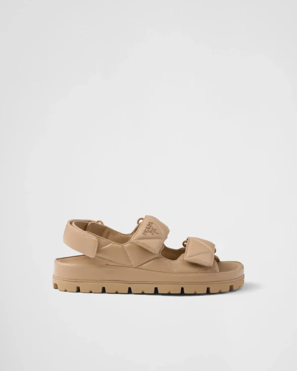 Sandals*Prada Padded nappa leather sandals Sandbeige