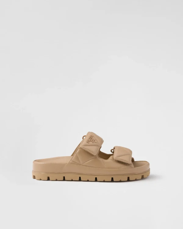 Slippers And Mules*Prada Padded nappa leather sandals Sandbeige