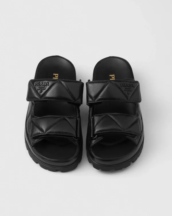 Slippers And Mules*Prada Padded nappa leather sandals Black