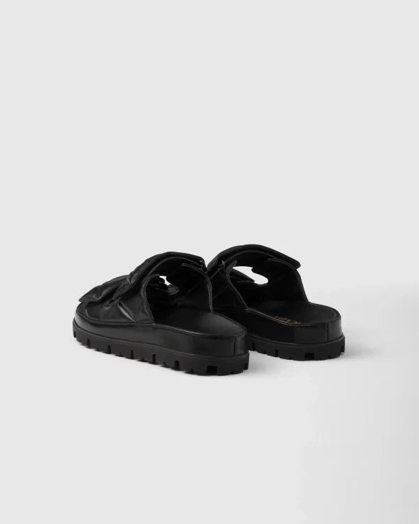 Slippers And Mules*Prada Padded nappa leather sandals Black