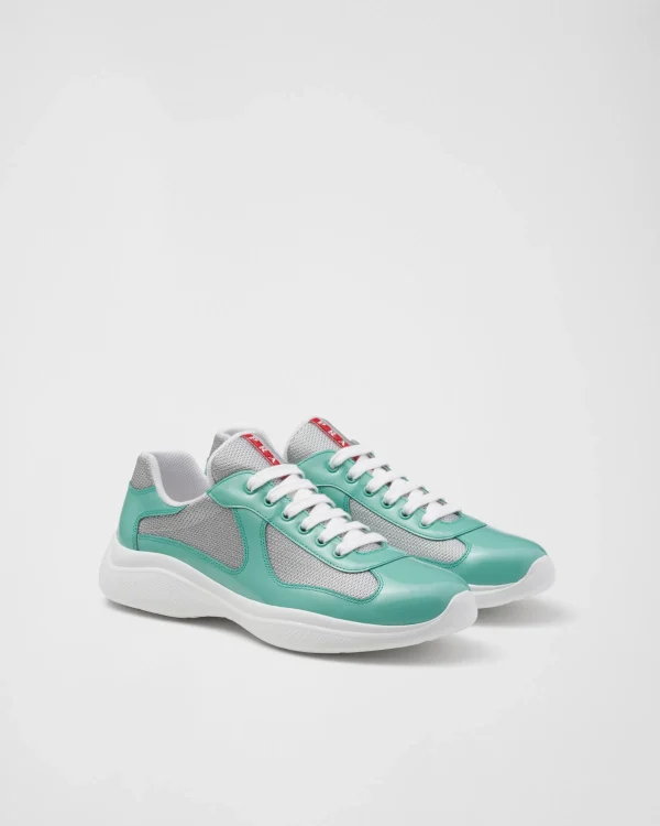 America's Cup | Sneakers*Prada Patent leather and technical fabric America's Cup sneakers Jade/silver