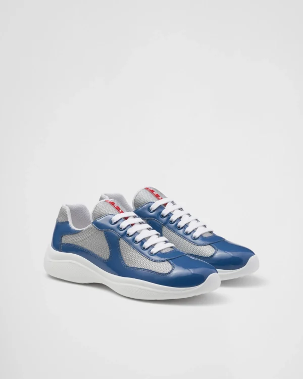 America's Cup | Sneakers*Prada Patent leather and technical fabric America's Cup sneakers Aviationblue/silver