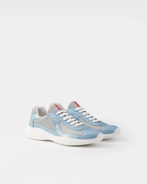 America's Cup | Sneakers*Prada Patent leather and technical fabric America's Cup sneakers Silver/celeste