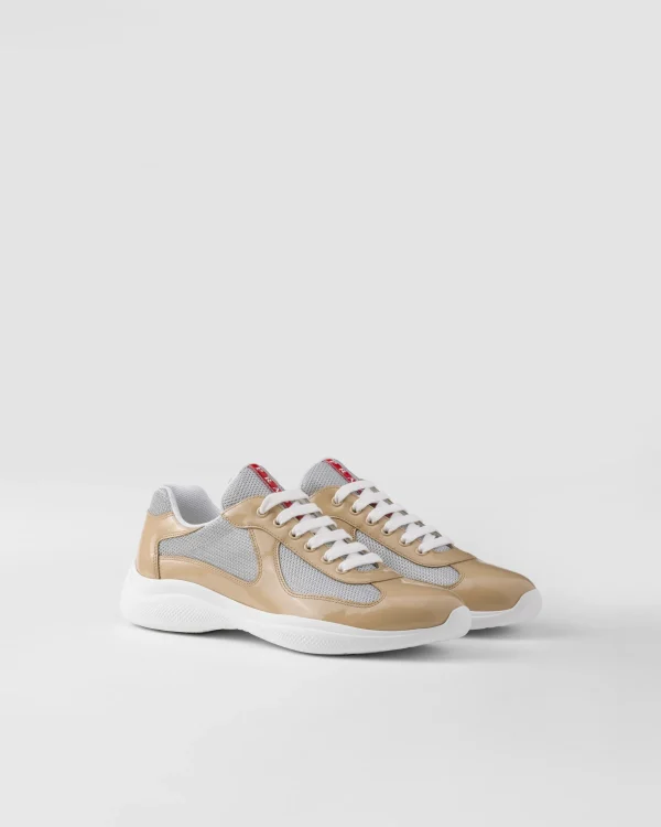 America's Cup | Sneakers*Prada Patent leather and technical fabric America's Cup sneakers Beige/silver