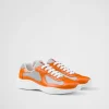 America's Cup | Sneakers*Prada Patent leather and technical fabric America's Cup sneakers Pumpkin/silver