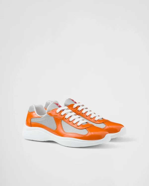 America's Cup | Sneakers*Prada Patent leather and technical fabric America's Cup sneakers Pumpkin/silver