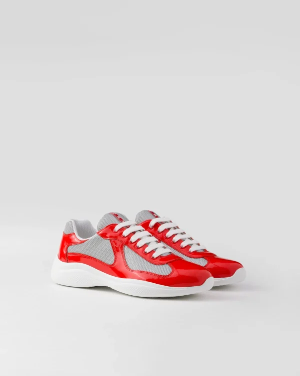 America's Cup | Sneakers*Prada Patent leather and technical fabric America's Cup sneakers Tangerine/silver