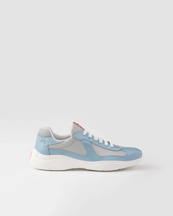 America's Cup | Sneakers*Prada Patent leather and technical fabric America's Cup sneakers Silver/celeste