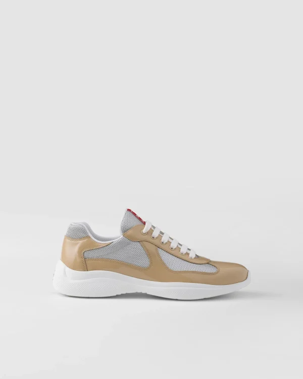 America's Cup | Sneakers*Prada Patent leather and technical fabric America's Cup sneakers Beige/silver