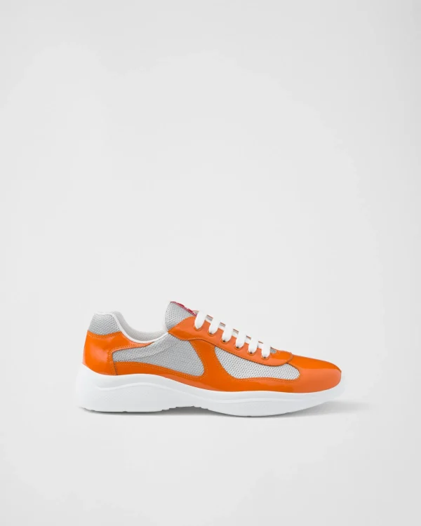 America's Cup | Sneakers*Prada Patent leather and technical fabric America's Cup sneakers Pumpkin/silver