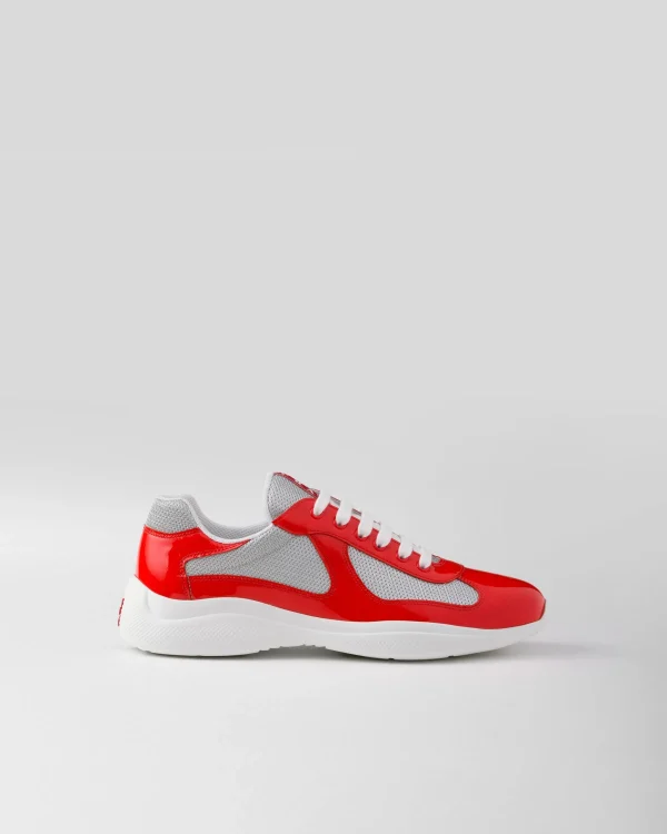 America's Cup | Sneakers*Prada Patent leather and technical fabric America's Cup sneakers Tangerine/silver