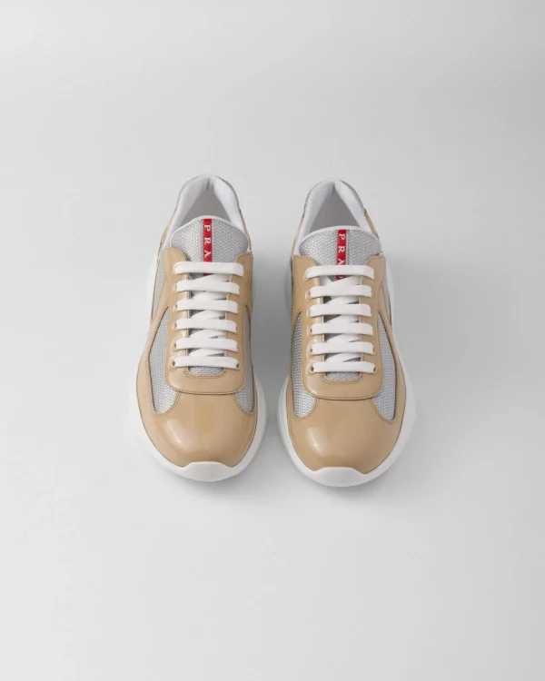 America's Cup | Sneakers*Prada Patent leather and technical fabric America's Cup sneakers Beige/silver