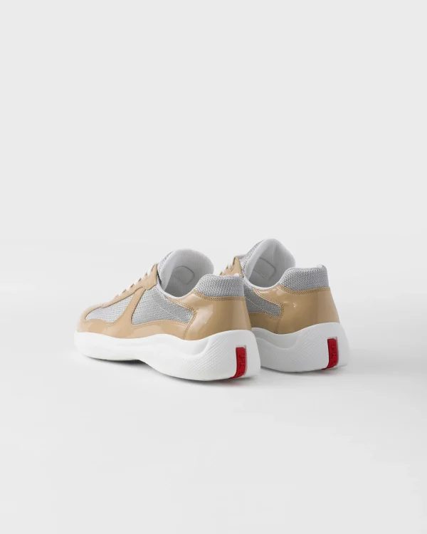 America's Cup | Sneakers*Prada Patent leather and technical fabric America's Cup sneakers Beige/silver