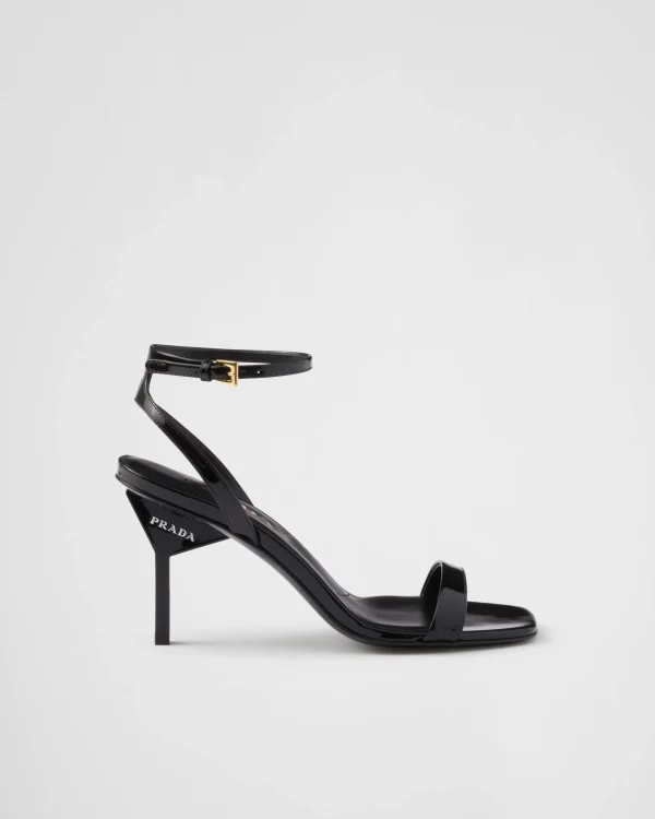 Sandals*Prada Patent leather high-heeled sandals Black