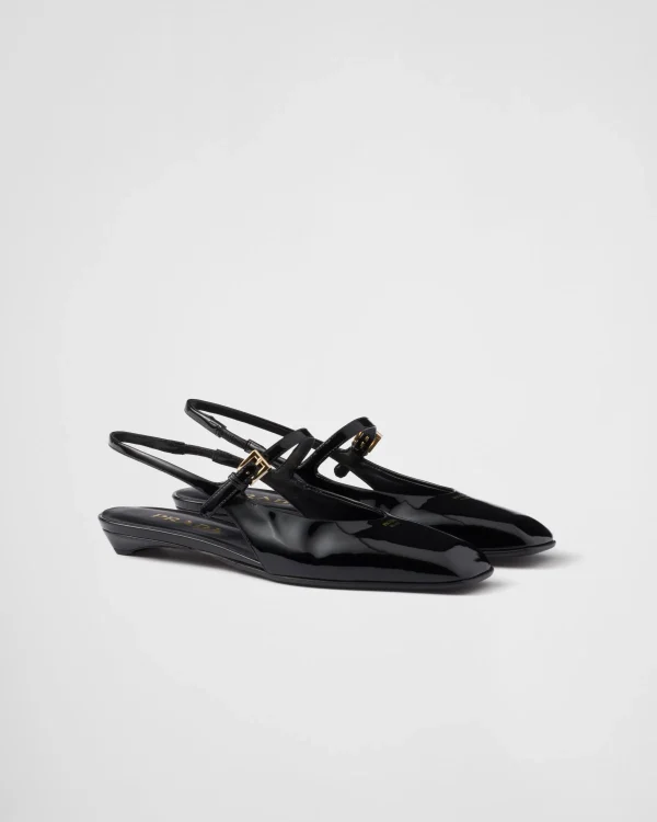 Pumps And Ballerinas*Prada Patent leather slingback ballerinas Black