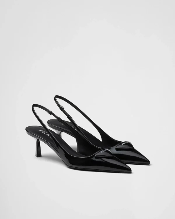 Pumps And Ballerinas*Prada Patent leather slingback pumps Black