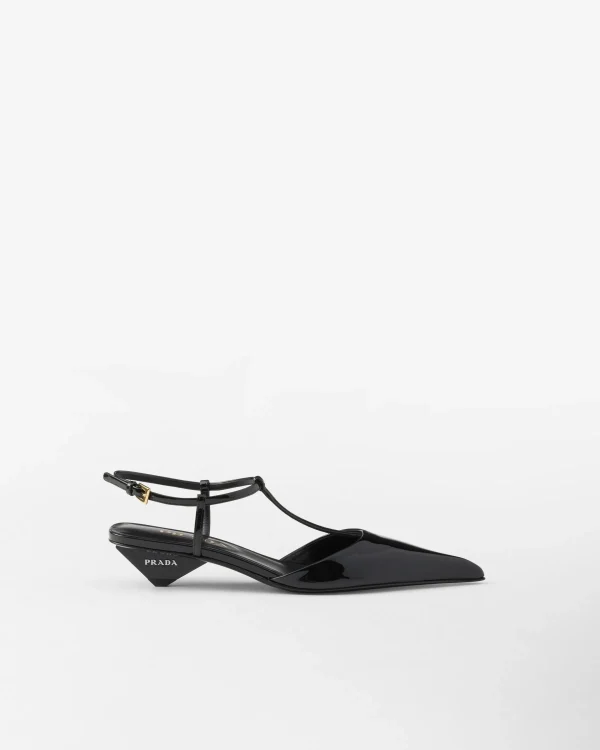 Pumps And Ballerinas*Prada Patent leather slingback pumps Black