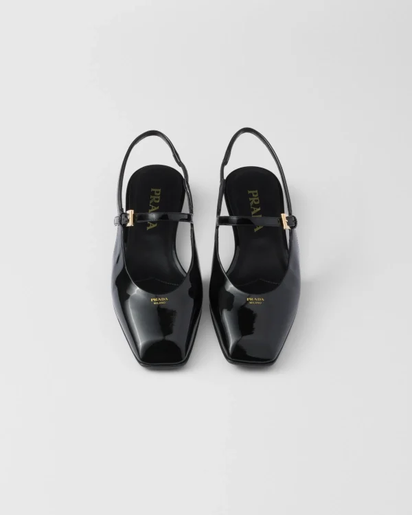 Pumps And Ballerinas*Prada Patent leather slingback ballerinas Black