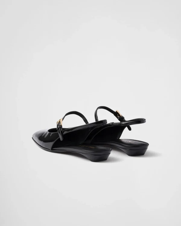 Pumps And Ballerinas*Prada Patent leather slingback ballerinas Black