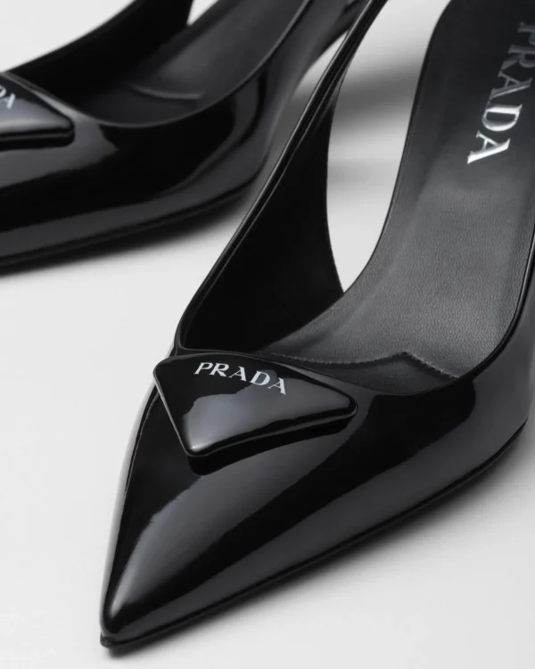 Pumps And Ballerinas*Prada Patent leather slingback pumps Black