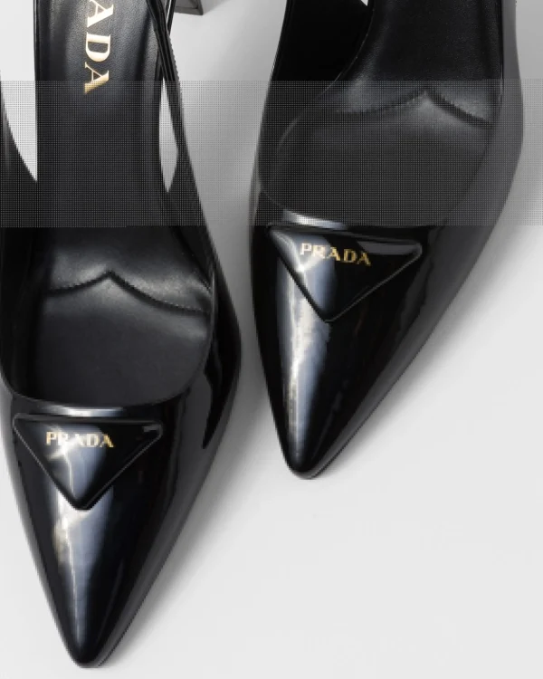 Pumps And Ballerinas*Prada Patent leather slingback pumps Black