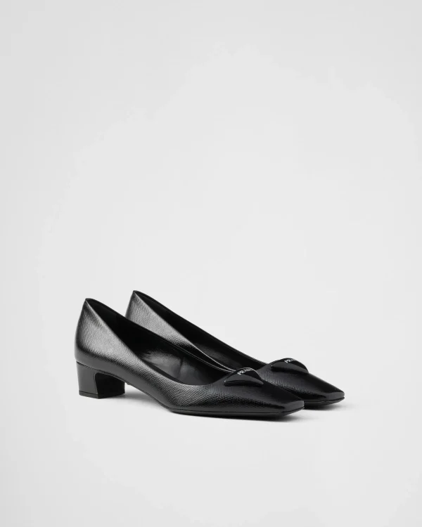 Pumps And Ballerinas*Prada Patent Saffiano leather pumps Black