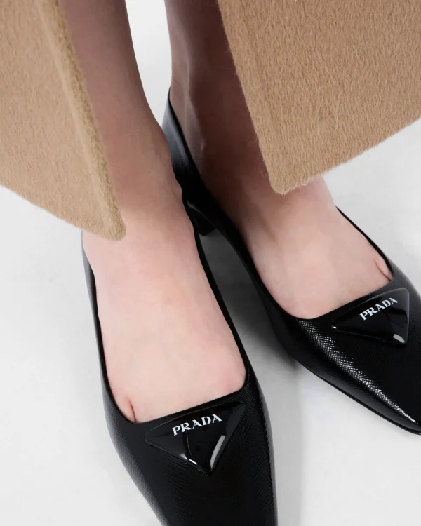 Pumps And Ballerinas*Prada Patent Saffiano leather pumps Black