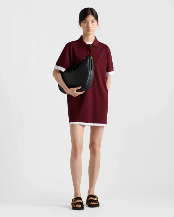 Dresses*Prada Piqué and jersey dress Garnet