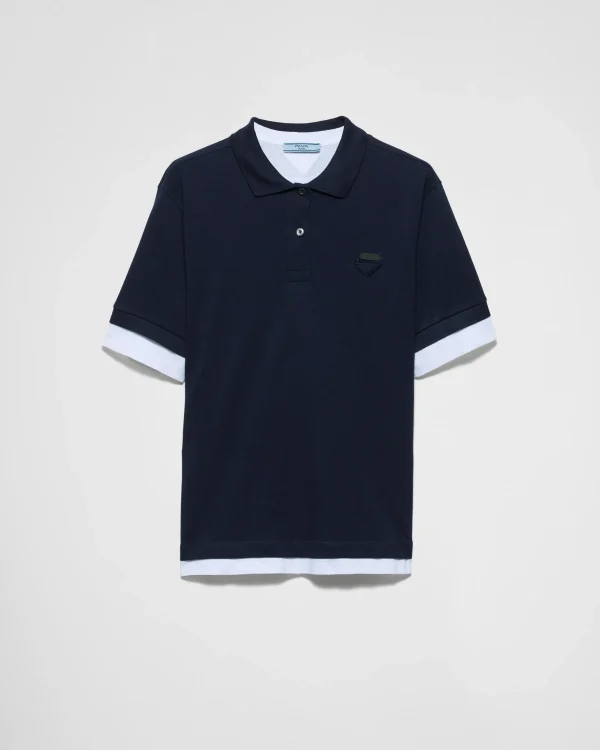 T-shirts And Sweatshirts*Prada Piqué and jersey polo shirt Navy