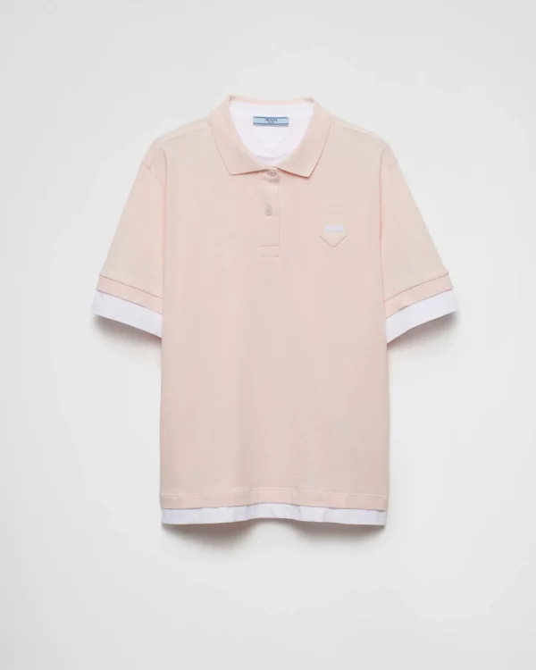 T-shirts And Sweatshirts*Prada Piqué and jersey polo shirt Peach