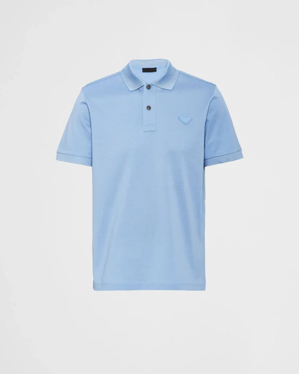 T-shirts And Polo Shirts*Prada Piqué polo shirt Skyblue