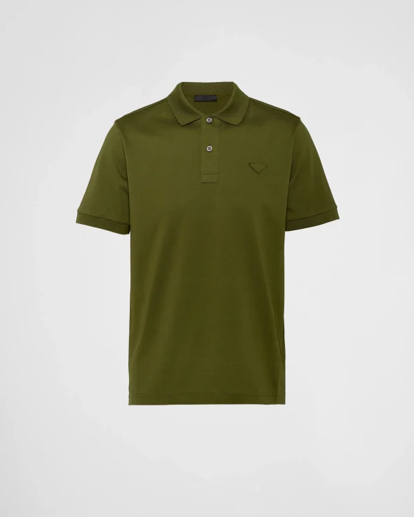 T-shirts And Polo Shirts*Prada Piqué polo shirt Militarygreen