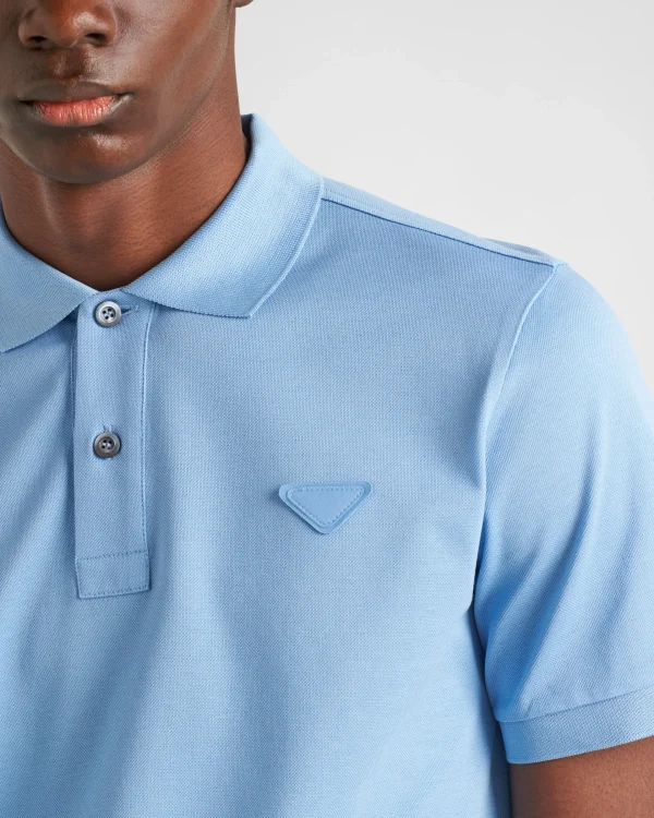 T-shirts And Polo Shirts*Prada Piqué polo shirt Skyblue