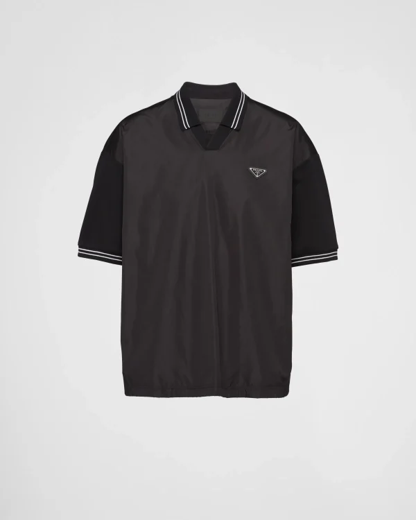 T-shirts And Polo Shirts*Prada Piqué polo shirt with Re-Nylon detail Black/black