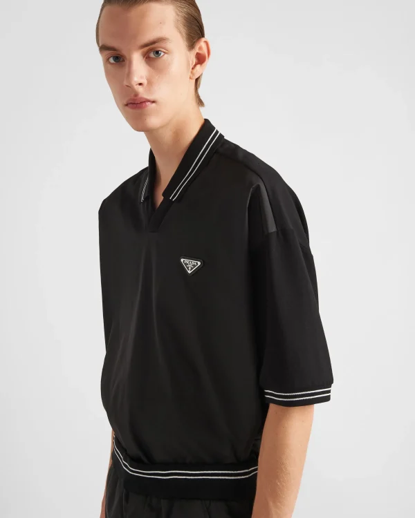 T-shirts And Polo Shirts*Prada Piqué polo shirt with Re-Nylon detail Black/black