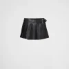 Leather Clothing*Prada Pleated leather skirt Black