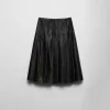 Leather Clothing*Prada Pleated leather skirt Black