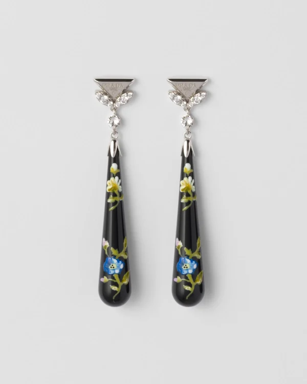 Jewels*Prada Plexiglas and metal earrings Black/lightblue