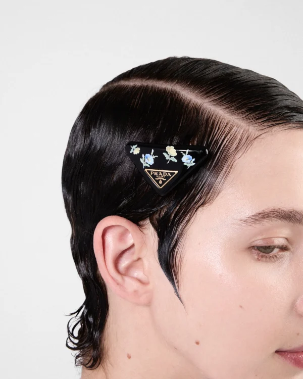 Headbands And Hair Accessories*Prada Plexiglas and metal hair clip Black/lightblue