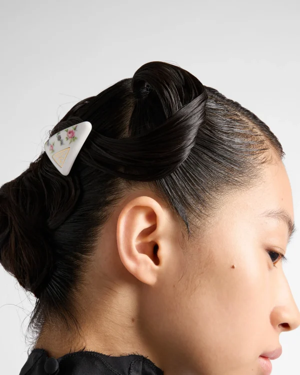 Headbands And Hair Accessories*Prada Plexiglas and metal hair clip White/alabasterpink