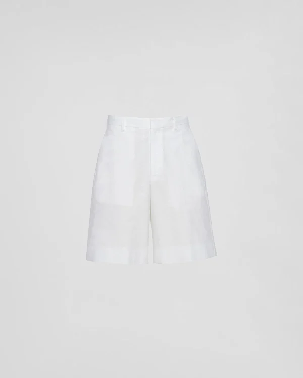 Trousers And Bermudas*Prada Poplin Bermudas White