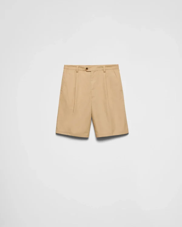 Trousers And Bermudas*Prada Poplin Bermudas Desertbeige