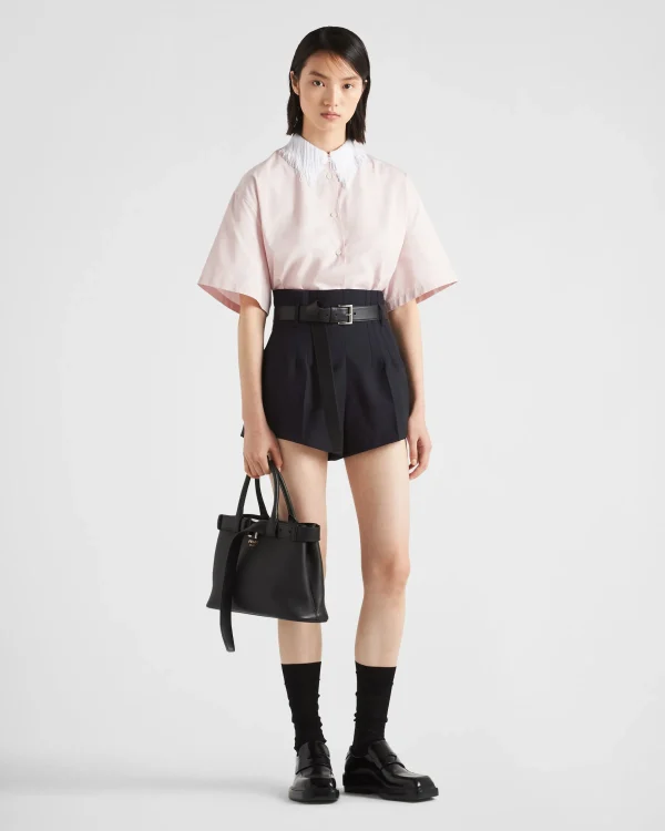 Shirts And Tops*Prada Poplin shirt with fringed collar Alabasterpink