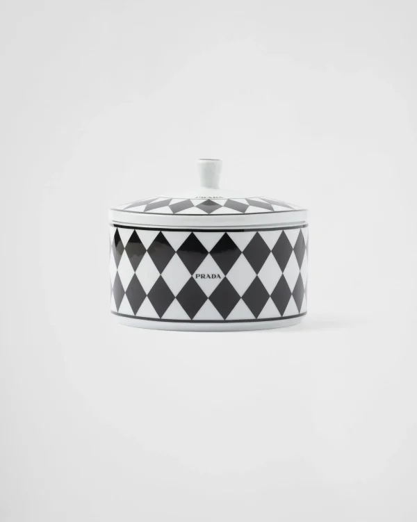 Scented Candles And Decorative Objects*Prada Porcelain box - Checkerboard White/black