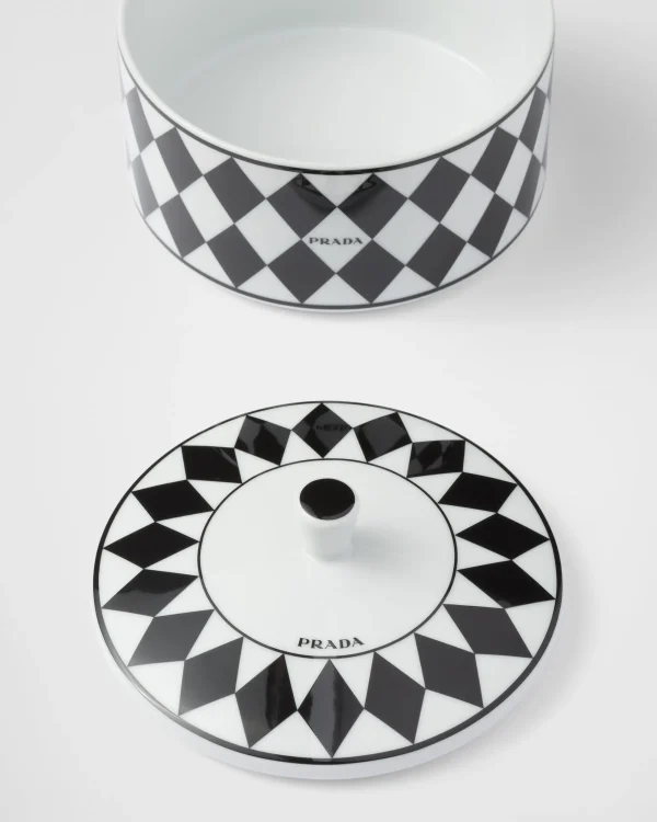 Scented Candles And Decorative Objects*Prada Porcelain box - Checkerboard White/black