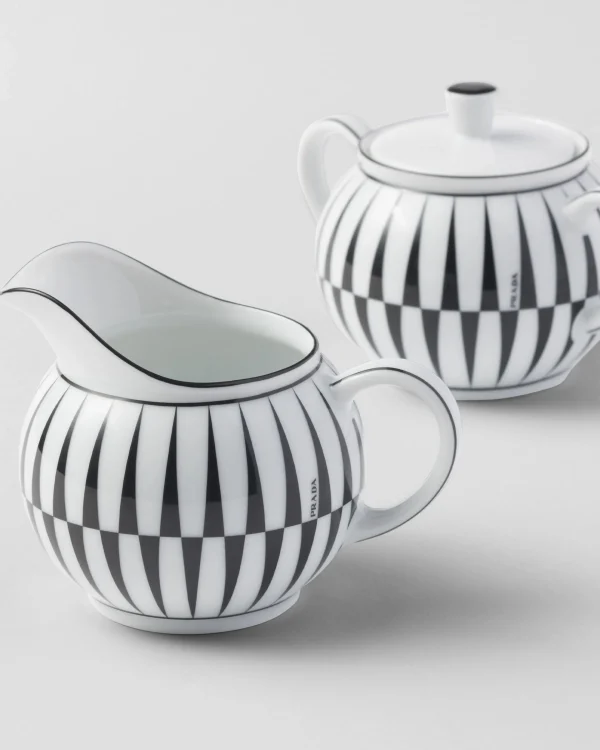 Tea And Coffee*Prada Porcelain milk jug and sugar bowl set - Stripes White/black