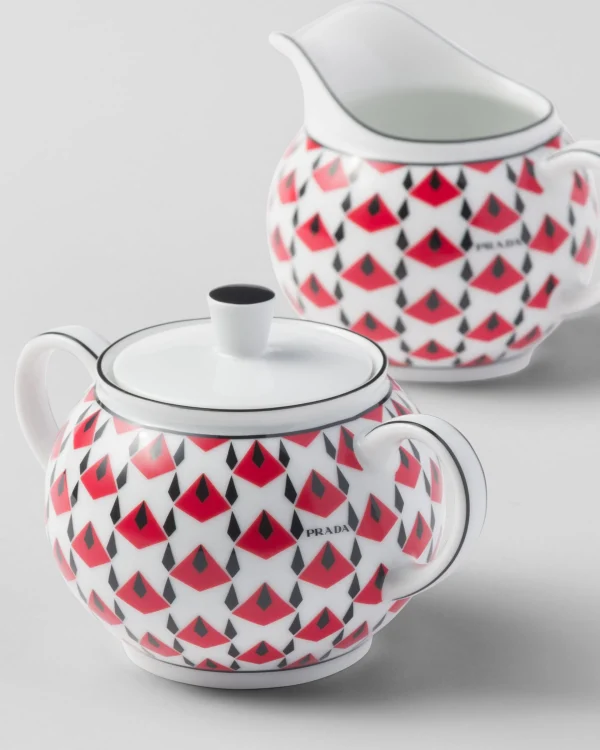 Tea And Coffee*Prada Porcelain milk jug and sugar bowl set - Vienna Red Black/red