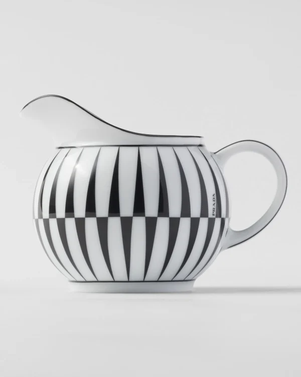 Tea And Coffee*Prada Porcelain milk jug and sugar bowl set - Stripes White/black