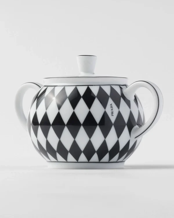 Tea And Coffee*Prada Porcelain milk jug and sugar bowl set - Checkerboard White/black