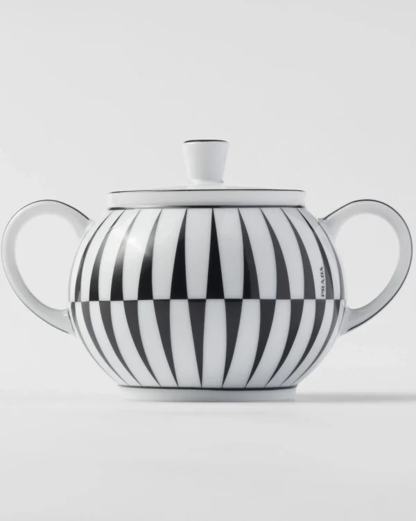 Tea And Coffee*Prada Porcelain milk jug and sugar bowl set - Stripes White/black